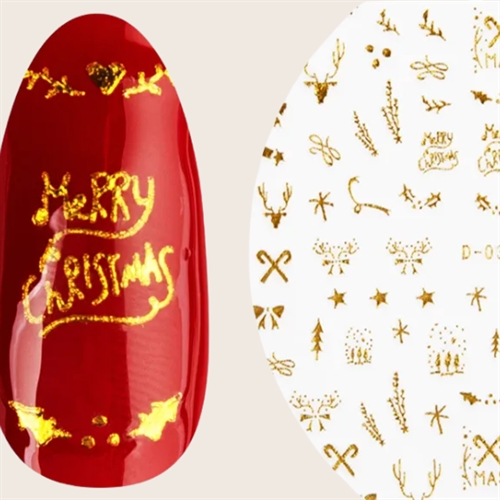 3D Art Nail Sticker Golden Christmas 